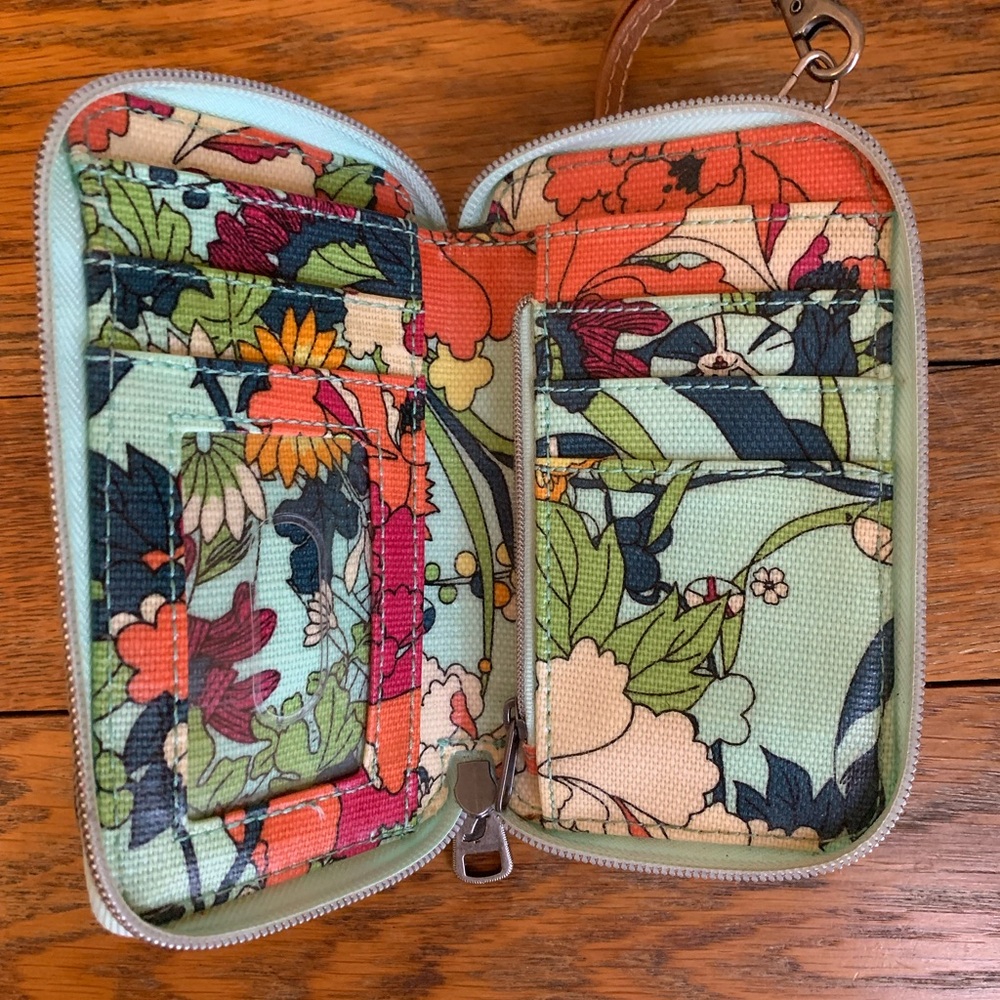 Sakroots Women's Wristlet  Floral Phone Wallet Purse Canvas Faux Leather Strap - Picture 8 of 9